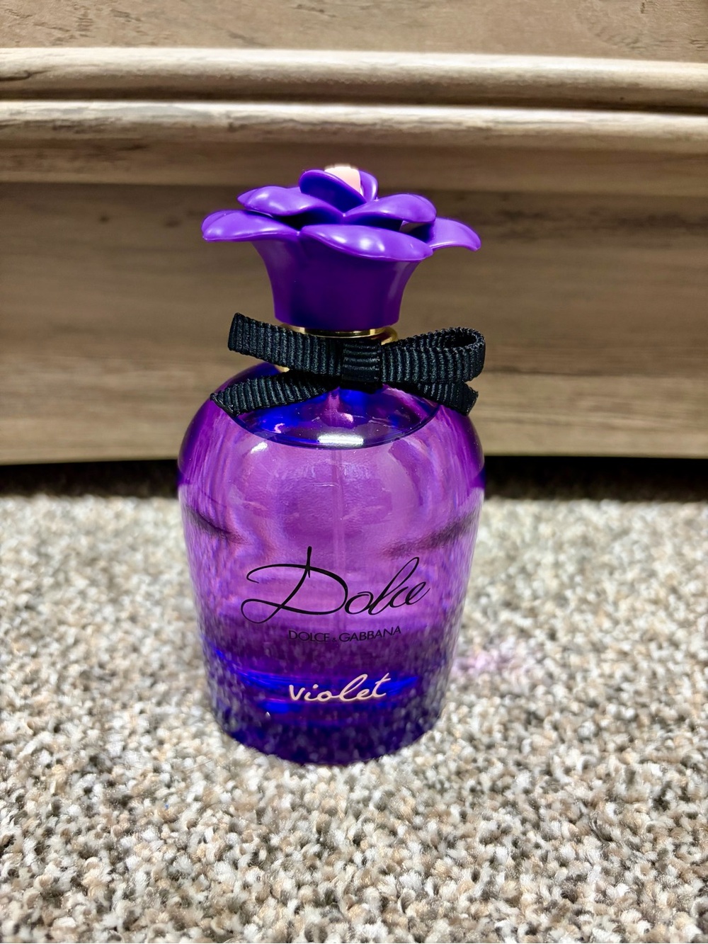Dolce & Gabbana Violet Floral Bottle in Purple with Black Bow